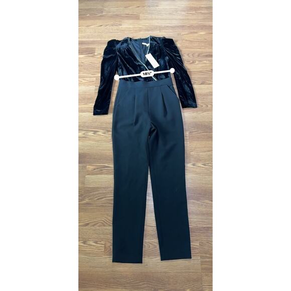 Veronica beard black Cleo Embellished Velvet Jumpsuit size 6 - Picture 7 of 14